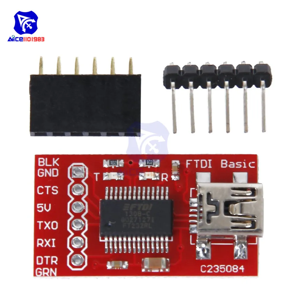 Diymore FT232RL FTDI USB 2,0 к ttl Серийный адаптер модуль макетная плата Mini USB интерфейс 3,3 В 5 В для Arduino с контактом