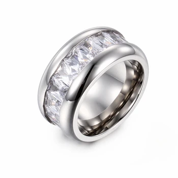 

12mm Rings For Women Wedding Bands Rings Anillos Mujer All Glass Smooth Stainless Steel Bague Jewelry Sweetheart Gifts
