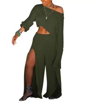 

Plus Size Summer Two Piece Set Draped Women 2019 Crop Top And Pants 2 Piece Set Matching Sets Club Outfits