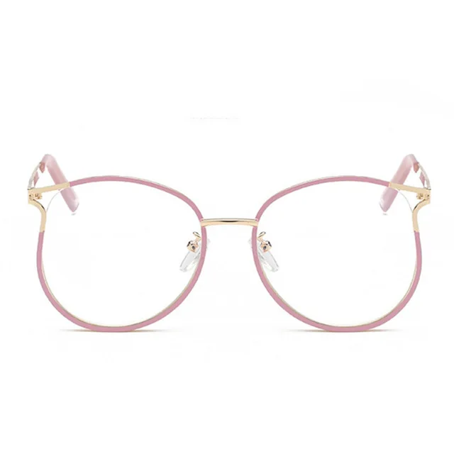 NYWOOH трендовые очки кошачий глаз оправы для женщин прозрачные оптические очки Дамская металлическая полая рама женские поддельные очки - Цвет оправы: pink