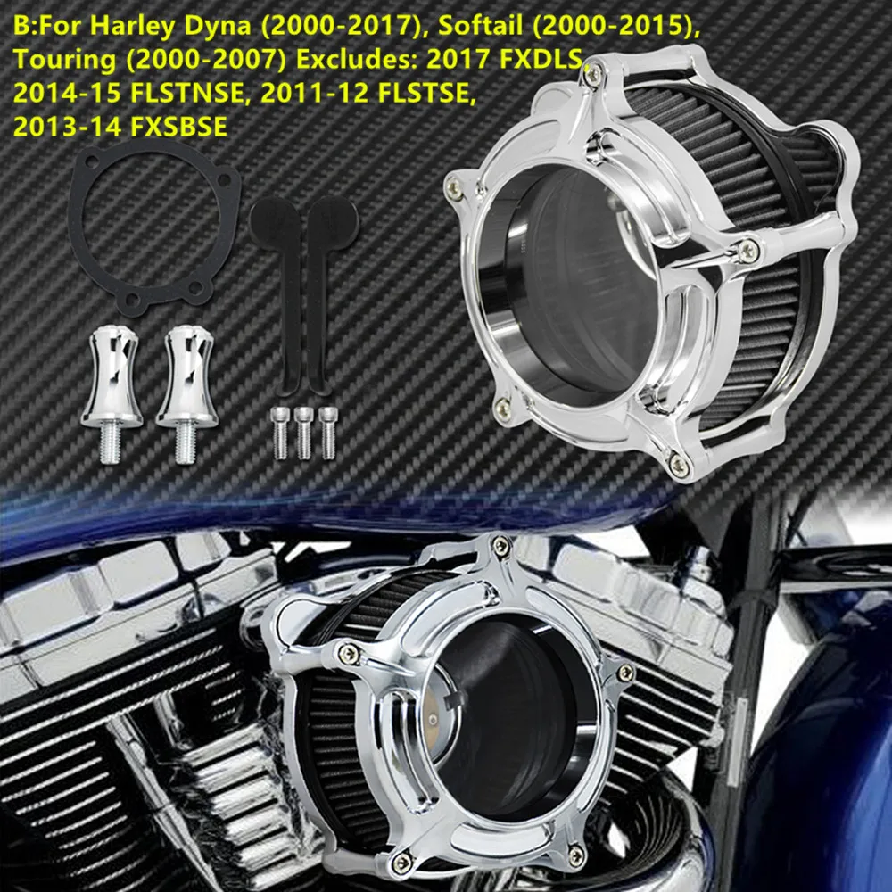 HDBUBALUS Air Cleaner Kit Für Harley Dyna/Touring/Softail – Chrom, Aluminium, 00-17