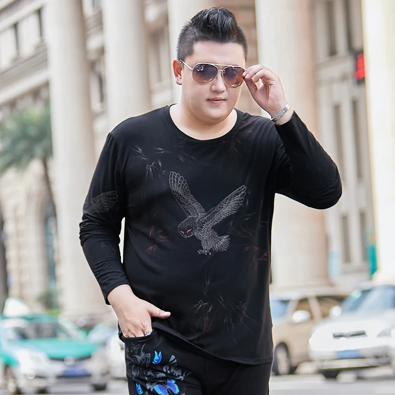 8XL 7XL 6XL 5XL футболка с длинными рукавами Мужская футболка с животным принтом Мужская Повседневная модная футболка большого размера Брендовая Одежда S-5XL