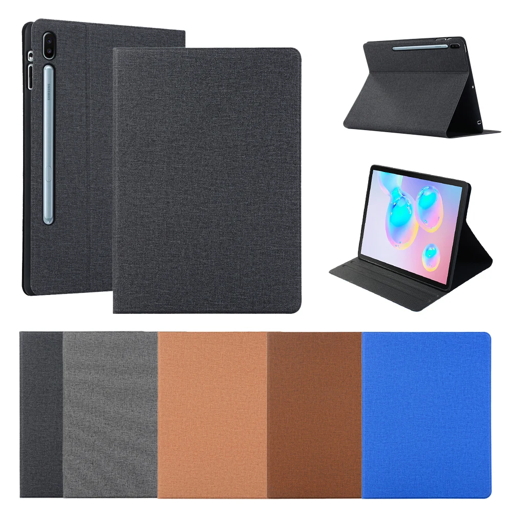 For Samsung Galaxy Tab S6 10.5 Inch SM-T860 T865 T867 Tablet Case PU+TPU Flip Stand Linen Tablet Leather Case Protective Cover