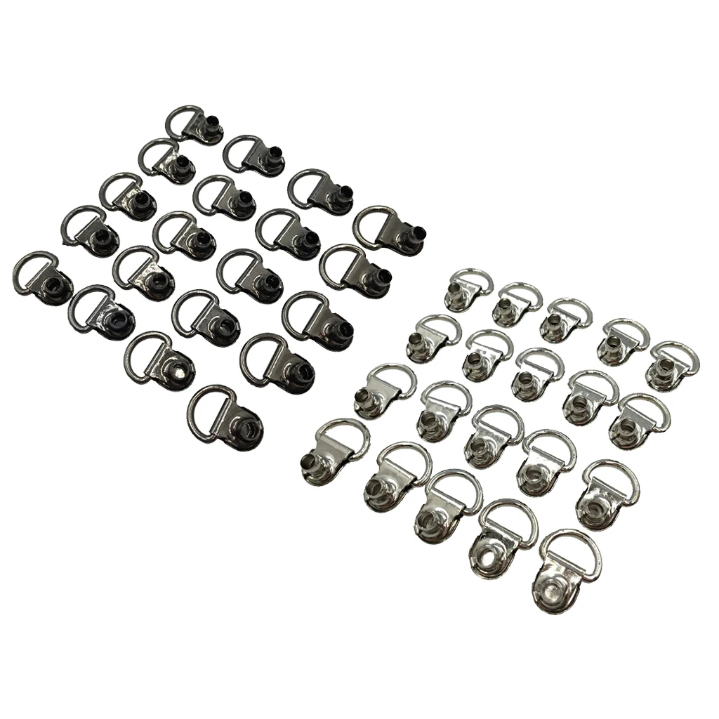40x Boot Lace Hooks for Camp Hike Climbing Repair Leather Shoes Black Silver