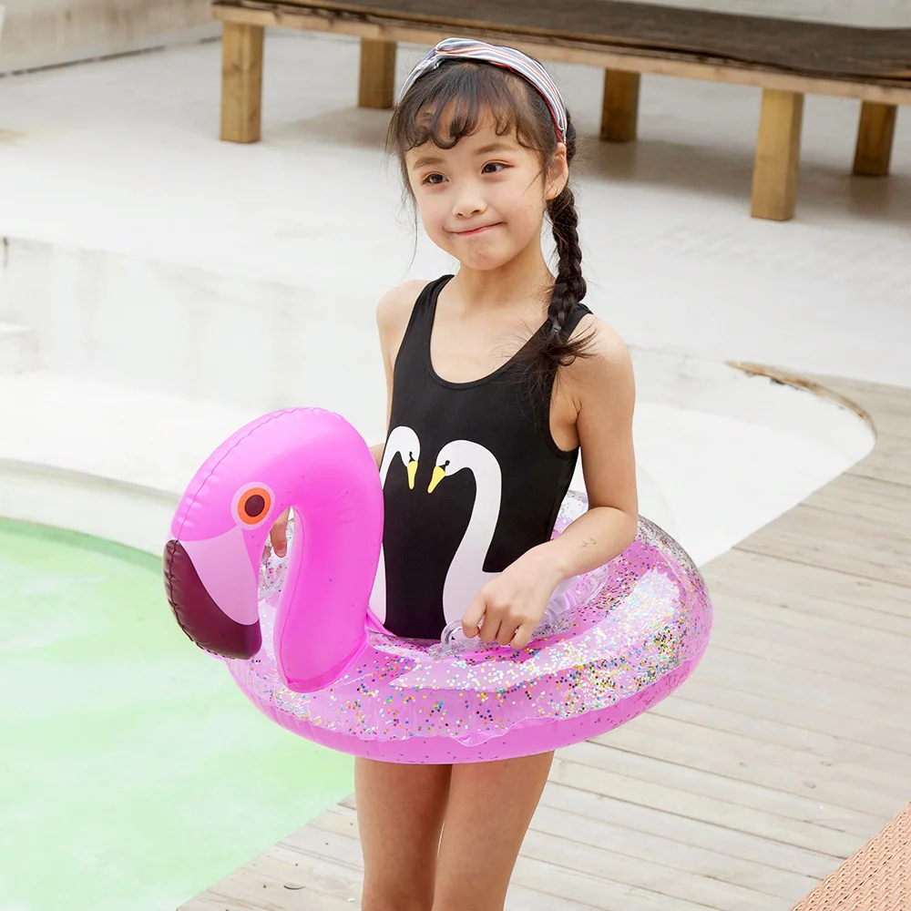 Inflatable Infant Kids Flamingo Swimming Pool Rings Baby Seat Float Swim Ring Water Toys Swim Circle for Kids Handle Safety 1 pair baby arm swimming ring child inflatable pool float swimming arm ring safety training swimming circle float rings