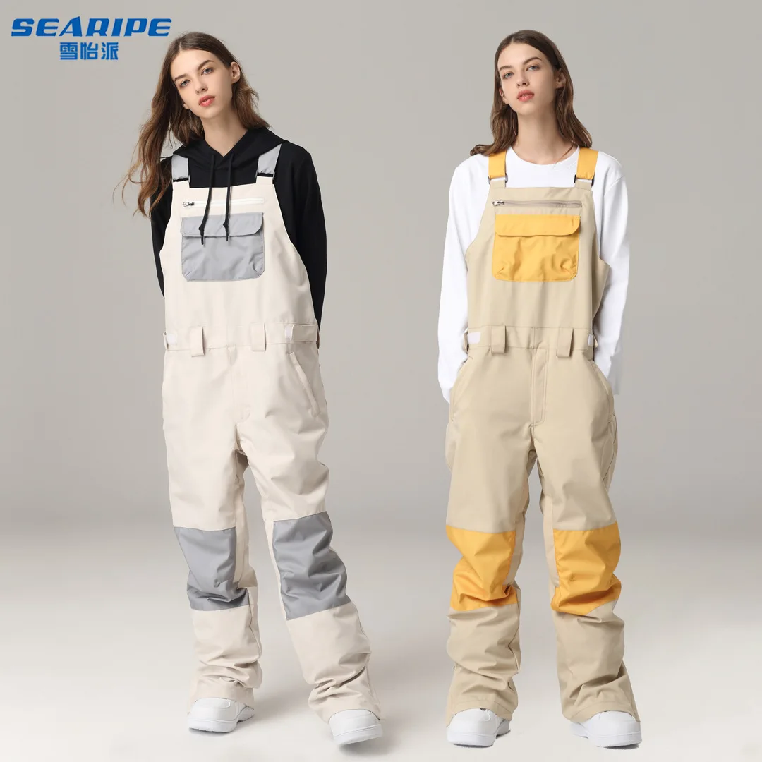 Snowboard Suspenders Ski Pants Windproof Waterproof Contrast Color Ski