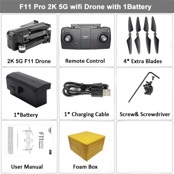 SJRC F11 PRO gps Радиоуправляемый Дрон с 2K широкоугольной камерой дроны 5G Wifi FPV 28 мин бесщеточный летный Квадрокоптер вертолет селфи Дрон - Цвет: F11 PRO 2K 1B FB