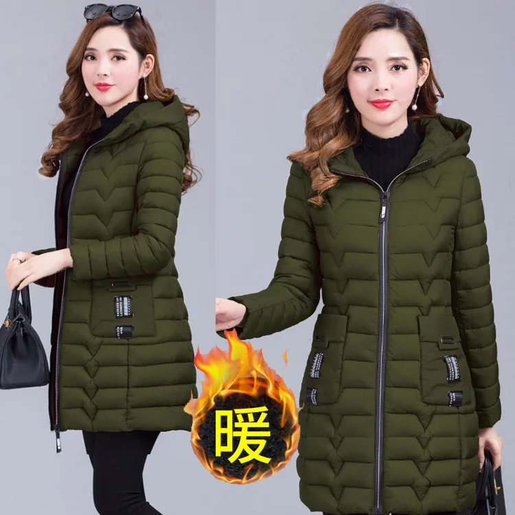 

[Off Season] down Jacket Cotton-padded Clothes Women's Korean-style Slim Fit Mid-length Cotton-padded Clothes Middle-aged Large