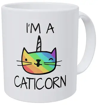 

I'm A Caticorn Cat Unicorn Rainbow Colors 11 Ounces Funny Coffee Mug