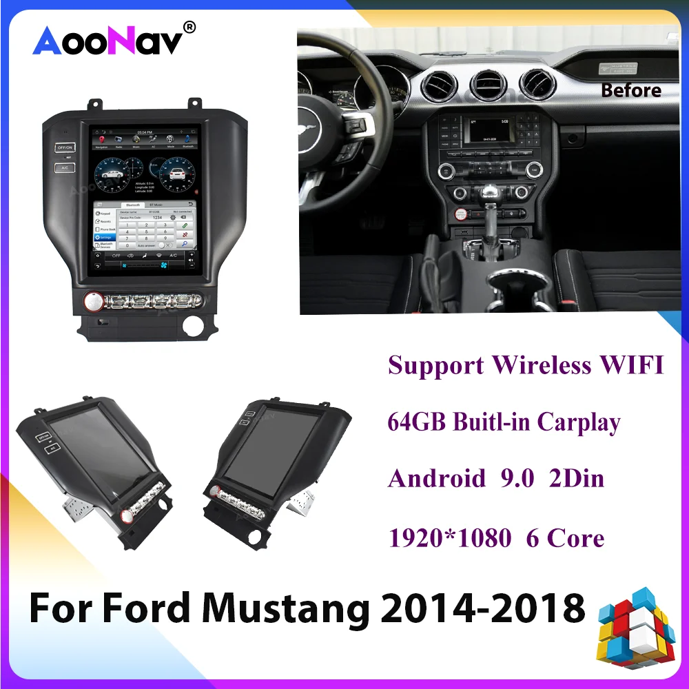 Автомобильный радиоприемник для Ford Mustang 2015 2016 2017 2018 2019 мультимедийная система Tesla