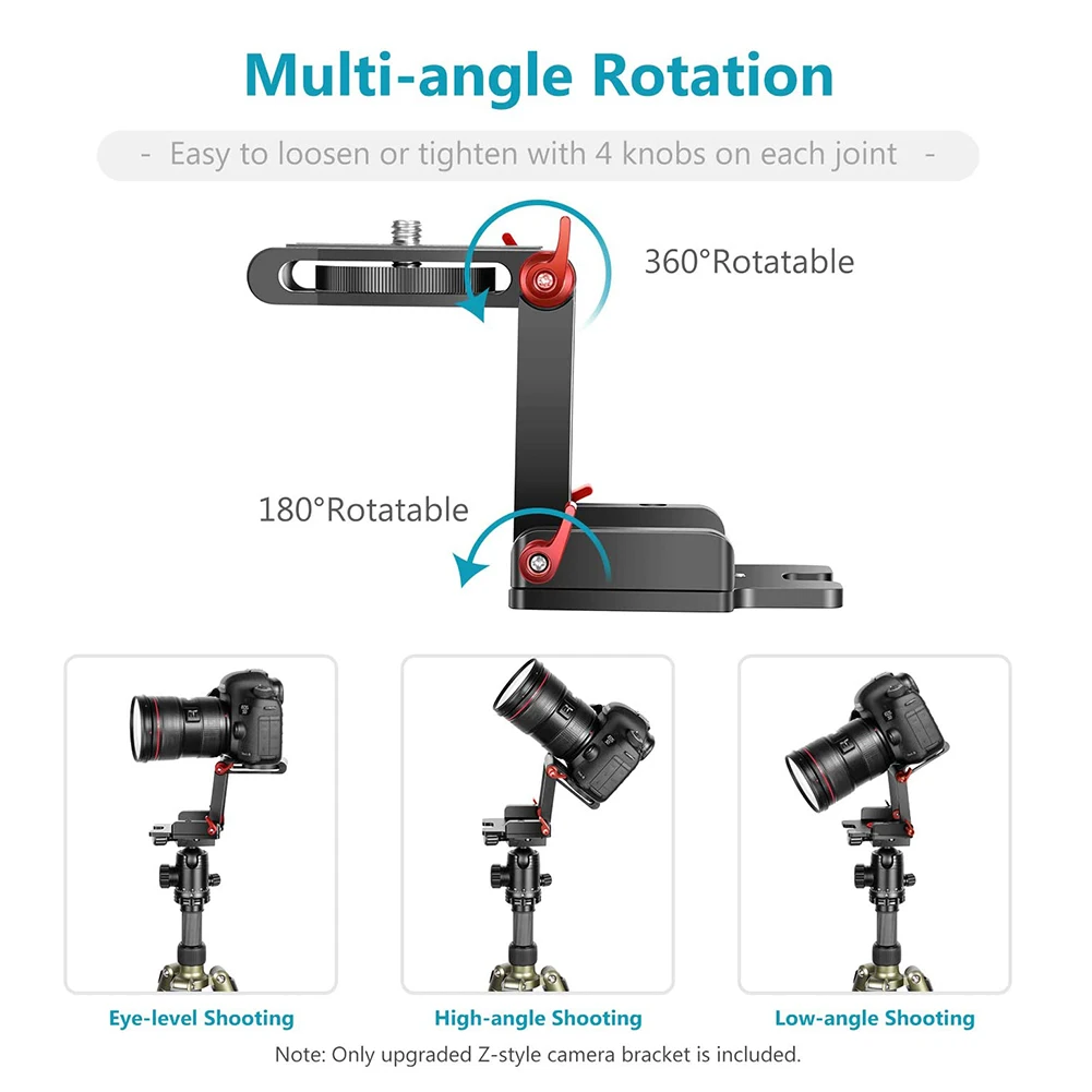 Upgraded Z Flex Tilt Head Z Type Tripod Head with 4 Adjust Fixing Knob Quick Release Plate for DSLR Cameras Camcorders Slider