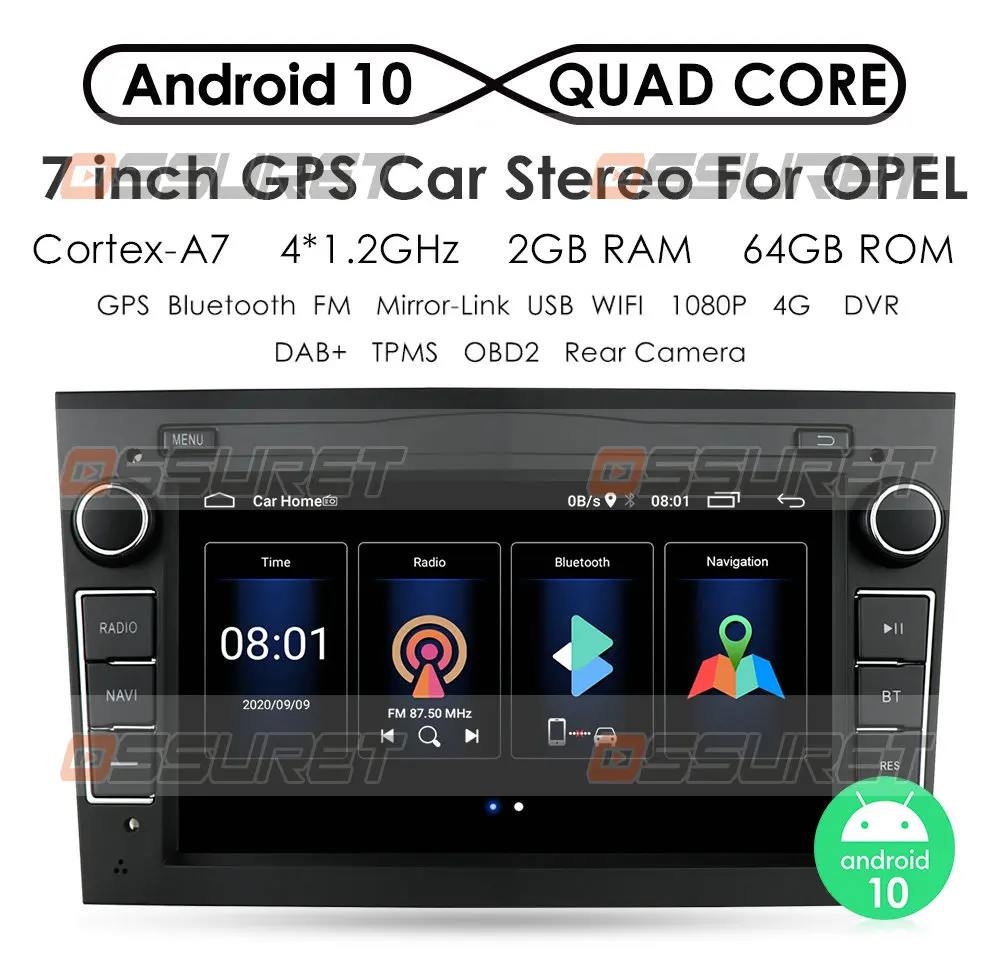2 DIN Android 10 2G 64G CAR GPS for opel Vauxhall Astra H G J Vectra Antara Zafira Corsa Vivaro Meriva Veda NO DVD PLAYER  wifi