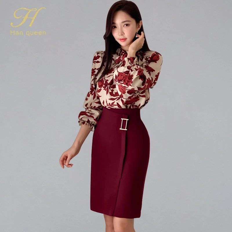 H Han Queen Women 2020 Spring Sexy Print Fashion Casual Ol Work Wear 2 ...
