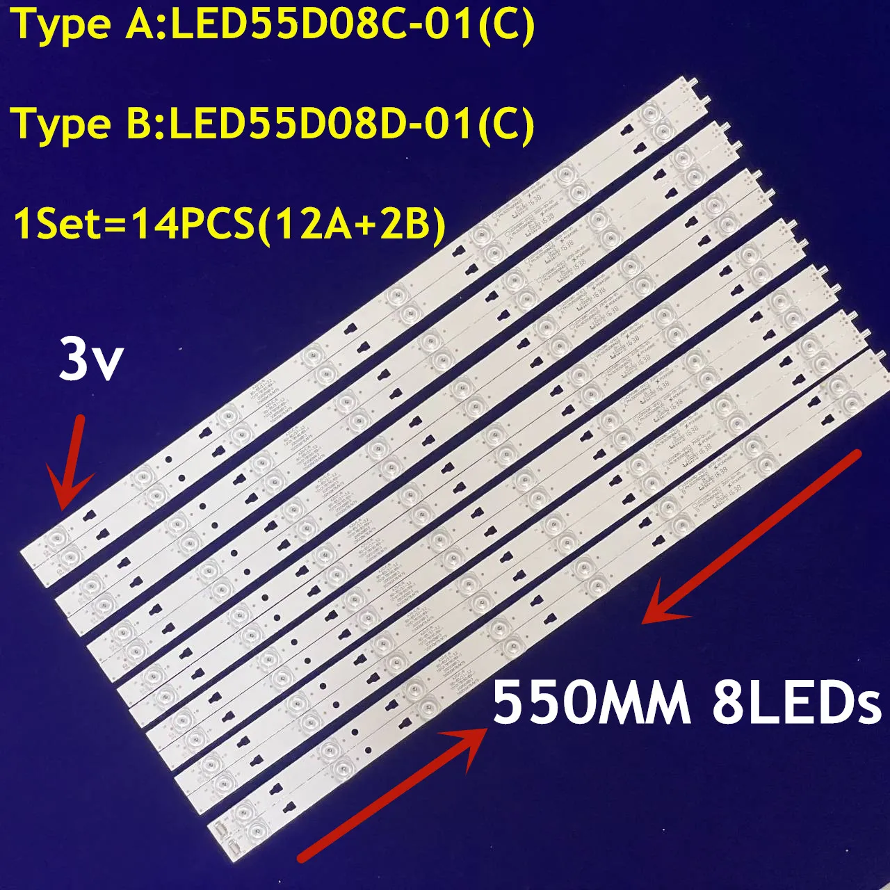 LED55D8C-01(C) LED55D8D-01(C)용 LED 백라이트 스트립 8 램프..