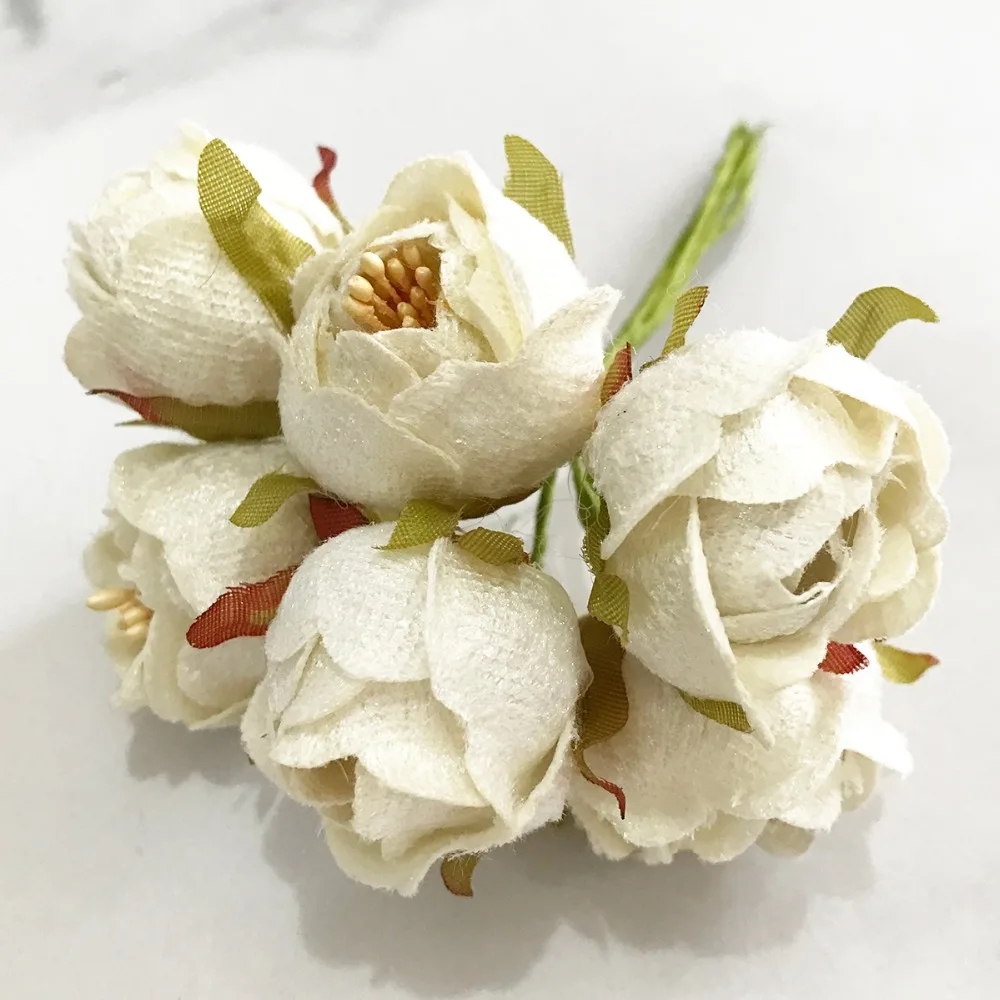 6/10/12/70/90pcs Hybrid Ivory Flower Cherry Stamen Berries Bundle DIY Christmas Wedding Cake Gift Box Wreaths Decor