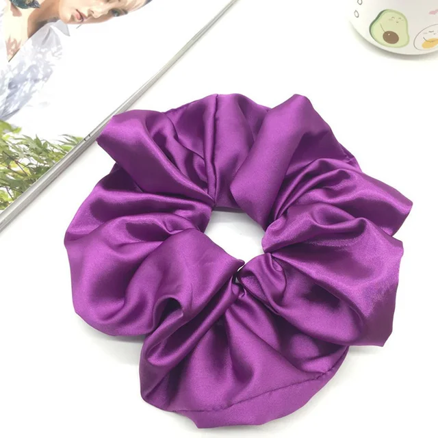 Oversized Hair Scrunchies For Women Solid Satin Silk Scrunchie Hair Rubber Bands Elastic Hair Ties Accessories Ponytail Holder C3