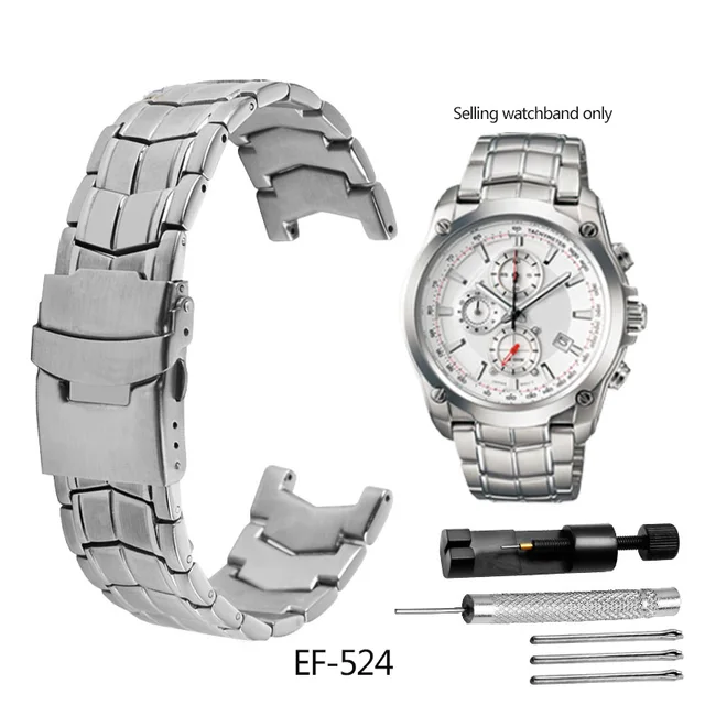 For Casio Ef-550 Men's Stainless Steel Watchband Edifice Series 5051  Ef-524d Bracelet Waterproof Silicone Rubber Strap 22mm - Watchbands -  AliExpress