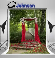 Скидка цветок Венок Дверь занавес деревянный мост прохода открытый фон компьютер печать свадебные фоны