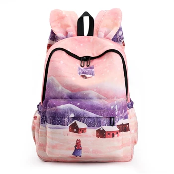 

Women Mochila Escolar Feminina Printing scenery School Girl Bag pack Original Nylon Waterproof Backpacks Female Sac 2019