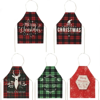 

Linen Merry Christmas Apron Christmas Decorations For Home Baking Gloves Navidad 2020 Noel New Year Christmas gift Kitchen decor