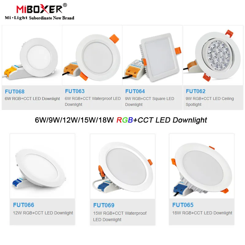 Miboxer 6 Вт/9 Вт/12 Вт/15 Вт/18 Вт RGB + CCT светодиодный потолочный светильник с регулируемой яркостью 110 В 220