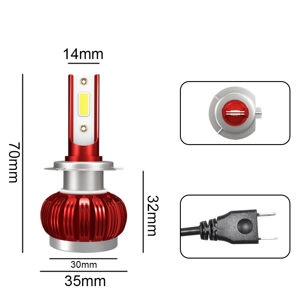 2x H7 светодиодный H11 H4 Hi/короче спереди и длиннее сзади) H1 H3 H8 HB1 HB3 HB4 HB5 PS24W HIR2 H13 H9 9006 9005 фар автомобиля лампы 3000K 4300K 6000K 8000K COB FS35