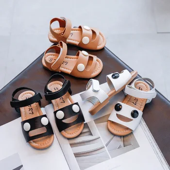 

KushyShoo Girl's Sandals 2020 Summer New Girl Princess Shoes Soft Bottom Non-Slip Shoes Smiley Face Beach Shoes