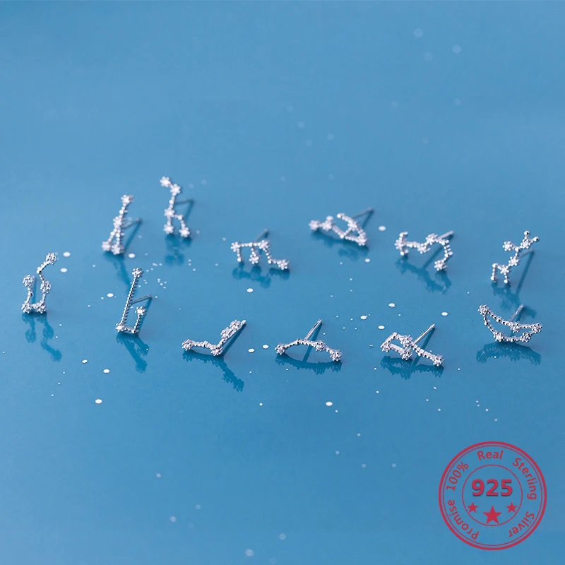 Женские серьги-гвоздики из стерлингового серебра 925 пробы с цирконием в