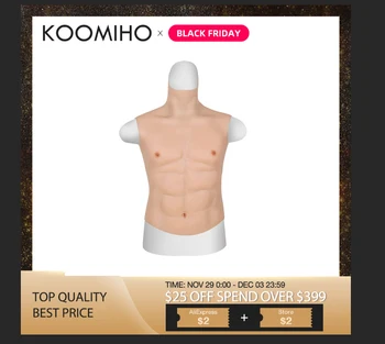

Koomiho Fake Chest Muscle Belly Macho Soft Silicone Man Artificial Simulation Muscles High Collar Version Cosplay crossdress