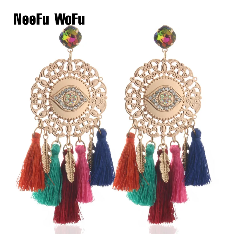 

NeeFu WoFu big eyes Long Earrings Resin Big Earring exaggeration Tassel Earring Large Brinco Ear Oorbellen wholesale