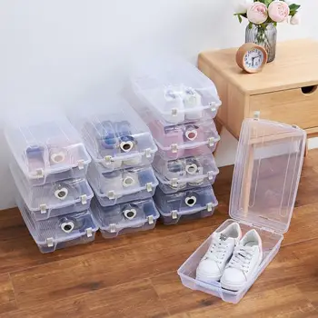 

Shoes Storage Organizer Transparent Stackable Box Home Household Plastic Stackable Shoe Shoe Hotel 3 Colors Single Shoe Hanger