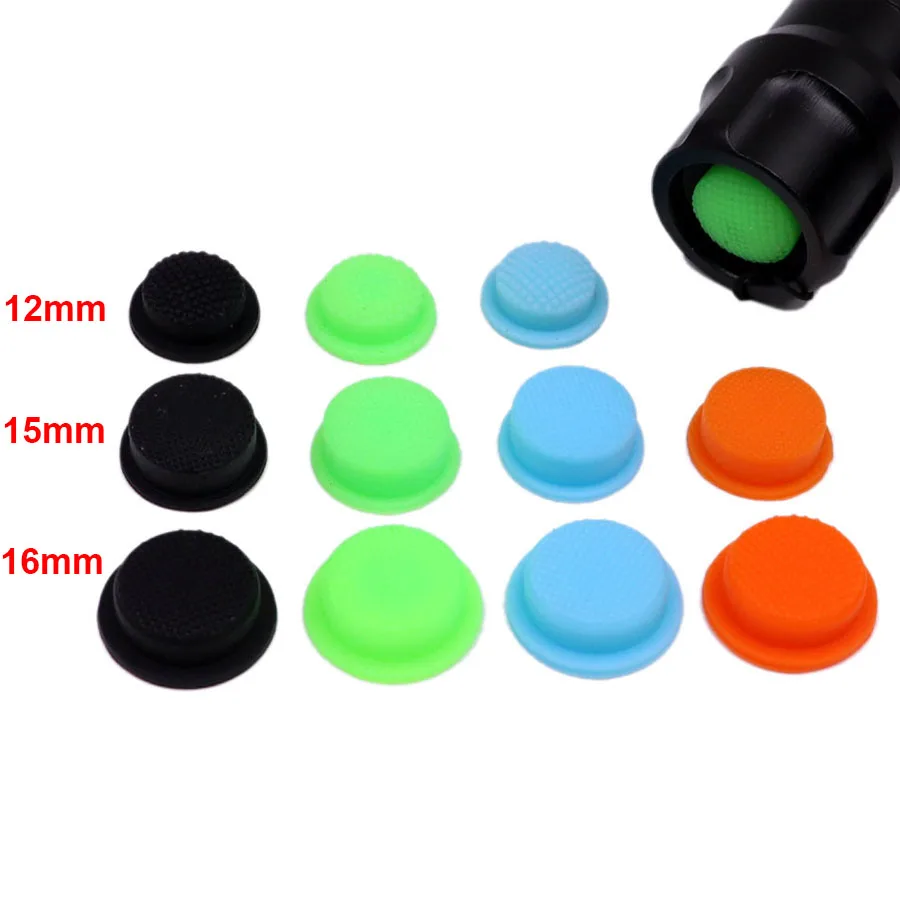 10pcs 12mm 15mm 16mm Silicone Tailcap Flashlight Switch Cap Torch Tailcaps LED Flashlight DIY Parts Protective Switch Button cap