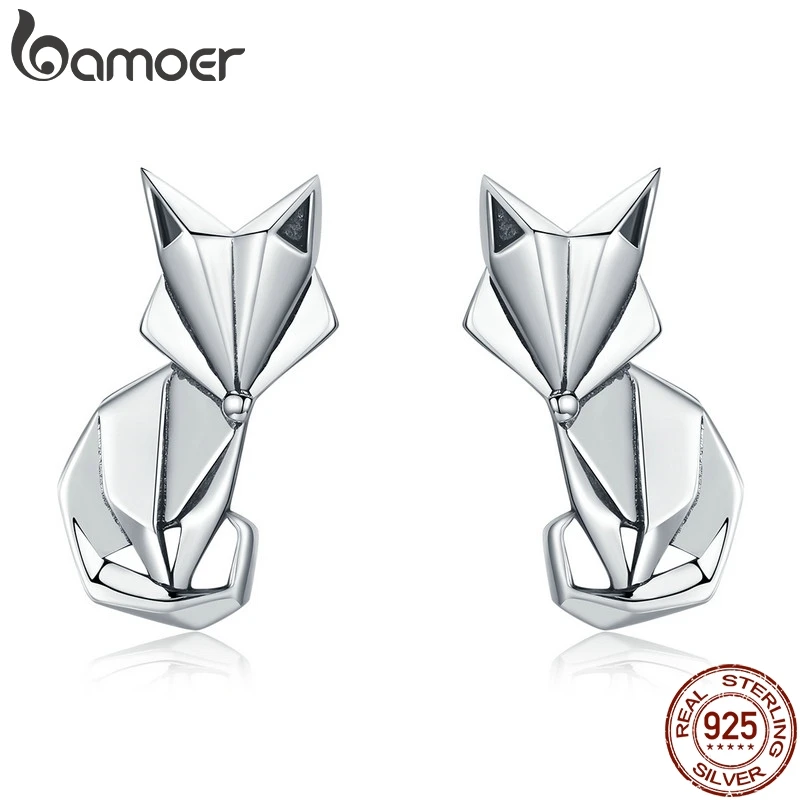 BAMOER хит продаж Настоящее серебро 925 пробы модные складные серьги гвоздики с