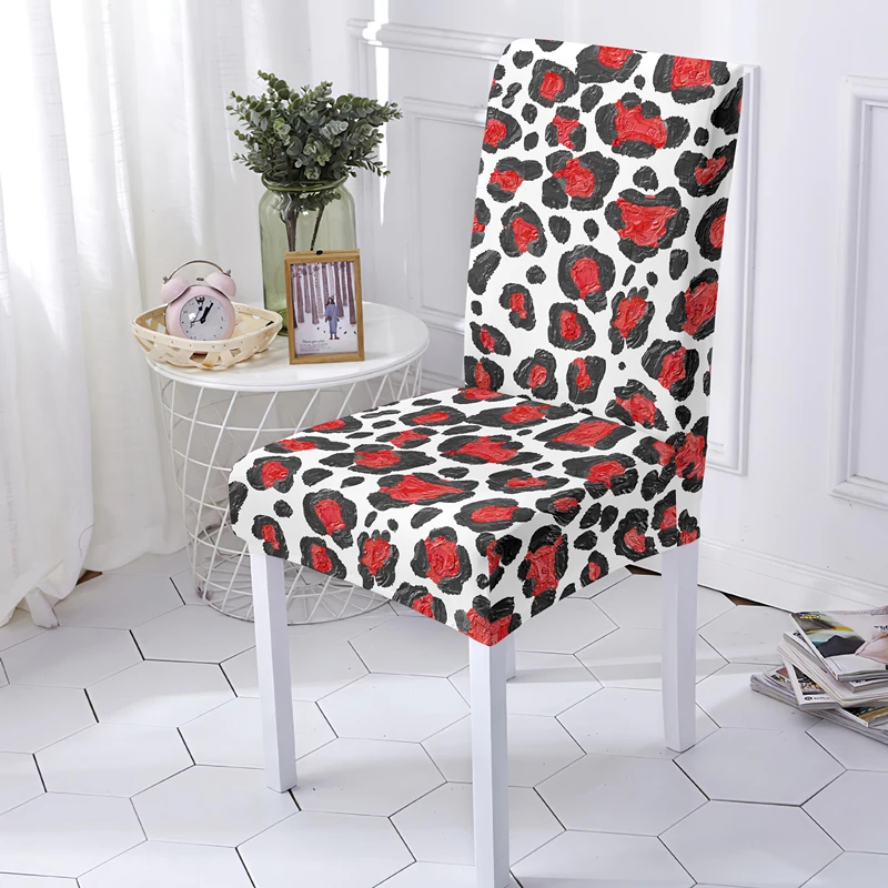 Washable Stretch Chair Cover Psychedelic Leopard Design Elastic Universal Sizes Seat Covers For Dining Room Kitchen Hotel Decor 6