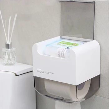 

Waterproof Toilet Paper Holder Wall Mounted Tissue Box Multifunction Toilet Paper Holder for Bathroom with Drawer Plastic