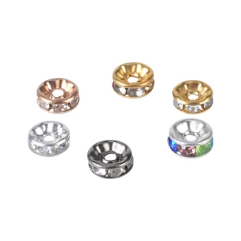 

50Pcs/Lot 6/8/10mm Rhinestone Rondelles Crystal Beads Loose Spacer Beads for DIY Jewelry Making Accessories