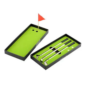 

3Pcs Mini Golf Outdoor Clubs Models Ballpoint Pen Flag Putter Iron Set Gift