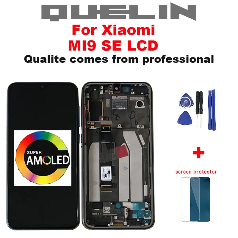 

Quelin Original For 5.97" Xiaomi MI 9 SE Mi9 Se Amoled LCD Display Screen With Frame+Touch Screen Digitizer For MI 9Se Display