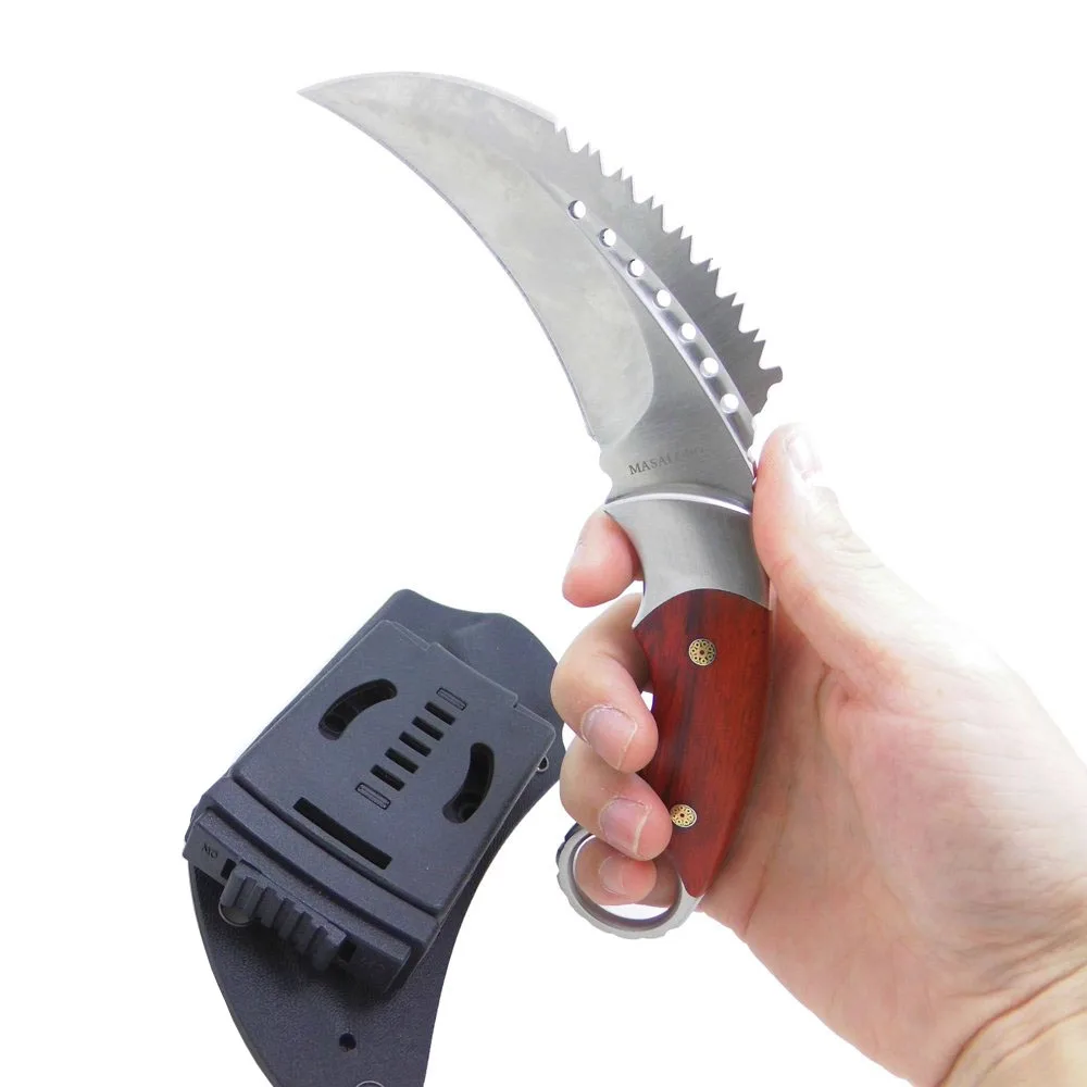 MASALONG Kni119 Moltres на открытом воздухе выживание тактический инструмент двойной окантовкой фиксированным лезвием Karambit ножи с оболочкой