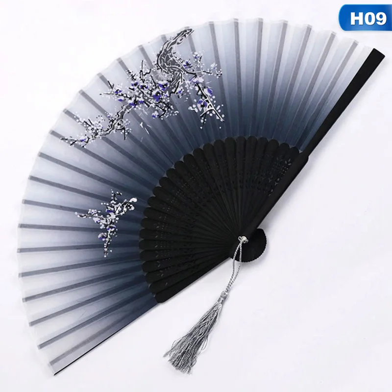 24station Ventilatore da Ballo da Donna con ventaglio Tondo in Tessuto Stile Cinese #02 