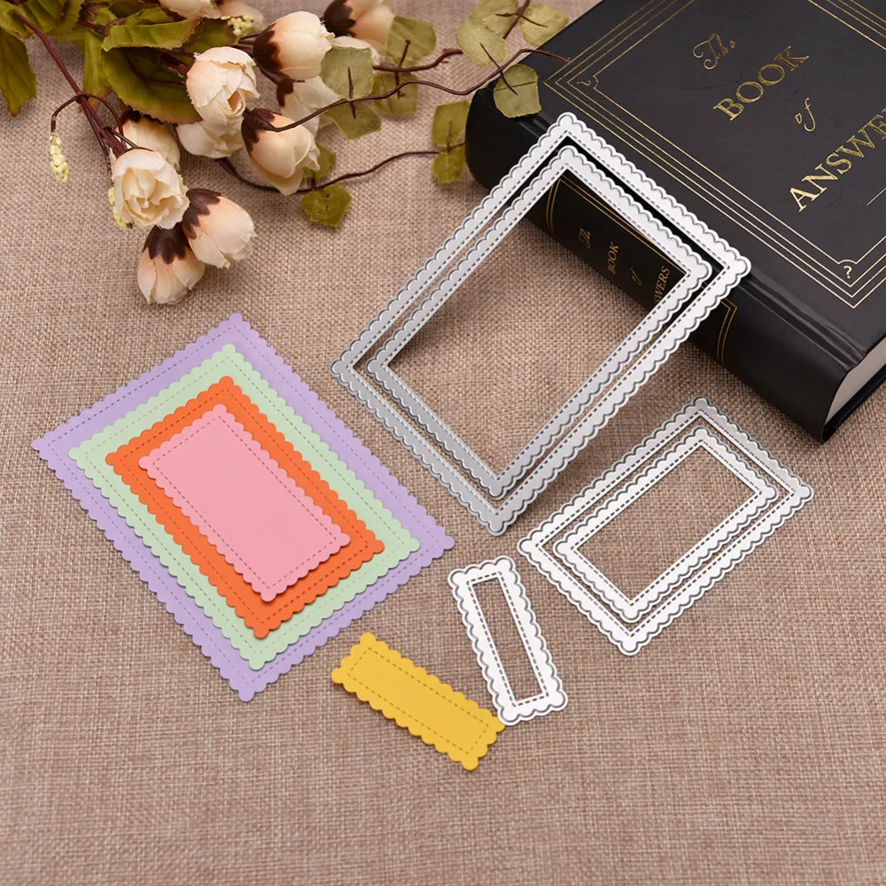 Stitched-Rectangle-Scallop-frame-metal-cutting bossing-paper-art-card