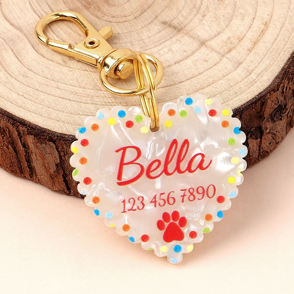 fancy dog collars Personalized Heart Dog ID Tag Cute Pet Portable Tags Anti-lost Small Medium Large Dogs Cat Nameplate Free Engraved For Chihuahua dog leashes