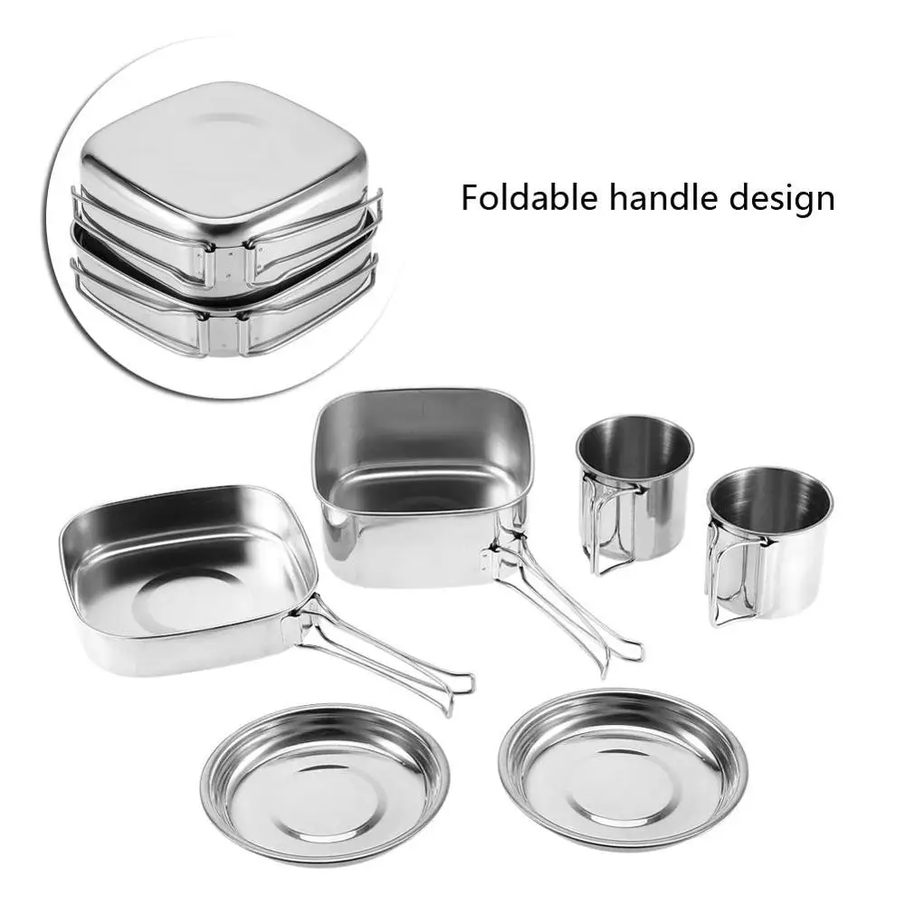 

6pcs/Set Outdoor Cookware Set Camping Cookware Utensils Outdoor Cooking Teapot Picnic Tableware Kettle Pot Frying Pan