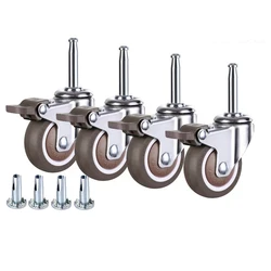 4 Pieces Of Ultra-quiet Rubber Wheels, Universal Plunger Furniture Casters With Brakes, Suitable For 1.5/2 Inch 20MM Round Tube