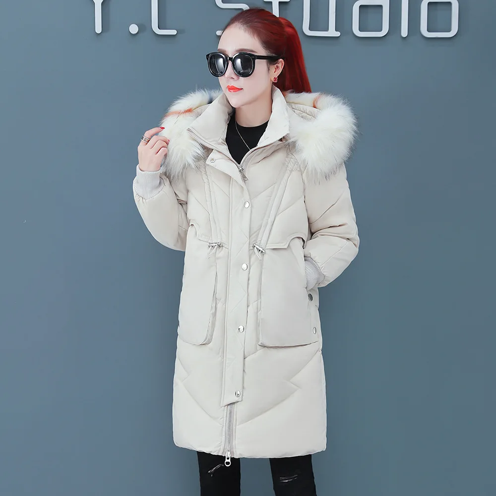 

8978 Winter New Style Korean-style down Jacket Women's Mid-length Fashion Slimming Thick Warm Cotton Overcoat Fashion
