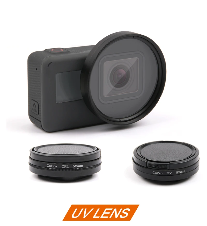 プロフェッショナルuvフィルター,52mmレンズ,gopro hero 5 6 7用