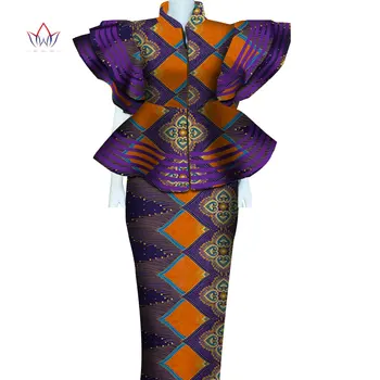 

Women African Clothing Dashiki Bazin Riche Women Skirt Set Party Print Patchwork Customization Zipper Top Skirts Sets 4864