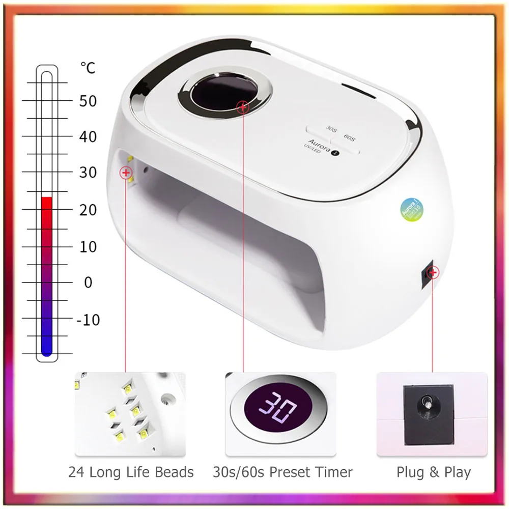 

48W 2 Timer Settings Nail Dryer Lamp For Nails Ice Lamp For Manicure Auto Sensing&Sun UV LED Lamps For Gel Polish Drying Nails