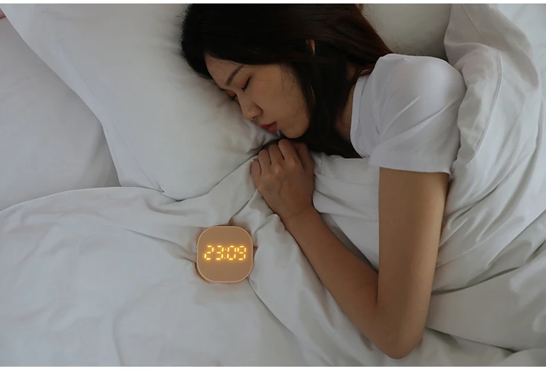 Small alarm clock simple night light mute electronic bedside with mini led calendar clock light multifunction alarm clock