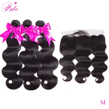 

Fabc Hair Peruvian Body Wave Human Hair Bundles With Frontal Non-remy Lace Frontal Closure With 3 bundles 8-28inch Natural Color